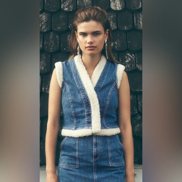 NWT LE JEAN Gracie Sherpa Vest - Picture 4 of 14